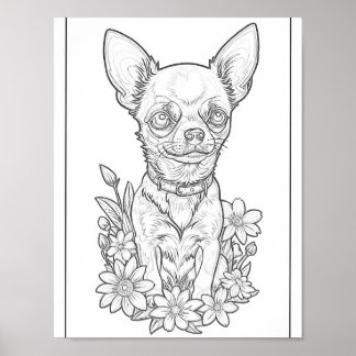 Poster da página de colorir de chihuahua-puppy
