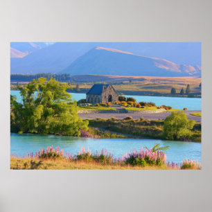 poster da paisagem de Nova Zelândia do tekapo do