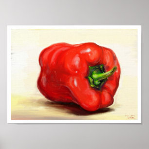 Poster Da paprika vermelha do vegetal pintura de óleo