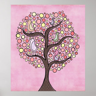 Poster da Parede das Crianças Rosa da Árvore Candy