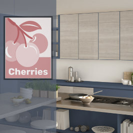 Poster da Parede de Pastel Pink Cherries Kitchen