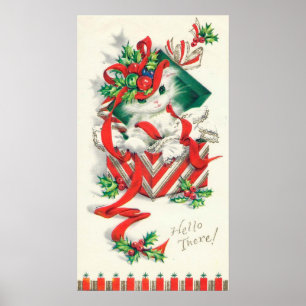 Poster da parede do feriado do gato do natal