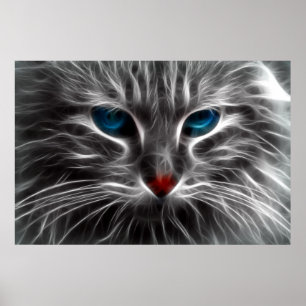 Poster da Parede Natural de Gato Azul
