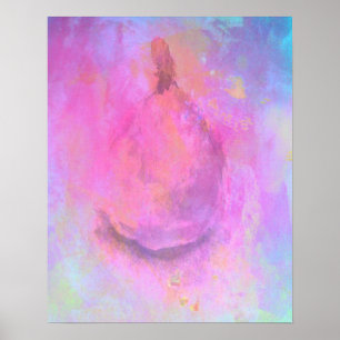 Pôster Da pera da fruta vida abstrata ainda no rosa