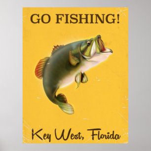 Poster da pesca do vintage de Florida Key West