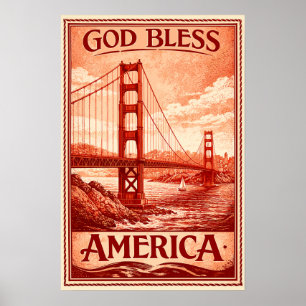 Pôster da Ponte Golden Gate - Deus Abençoe a Améri