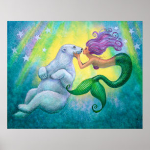 Pôster Da "poster do beijo do urso polar sereia"