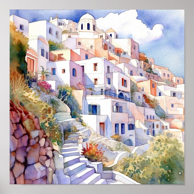 Poster da Praça de Arte da Grécia Santorini (Frente)