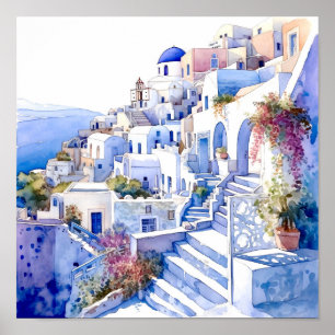 Poster da Praça de Arte da Grécia Santorini