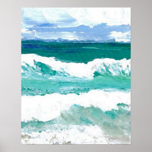 Poster da praia de CricketDiane - ondas de oceano