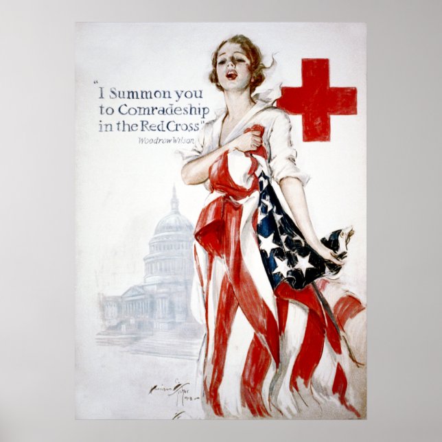 Poster da Primeira Guerra Mundial da Cruz Vermelha (Frente)