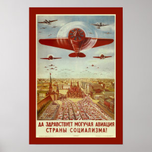 Poster da propaganda da aviação do russo do