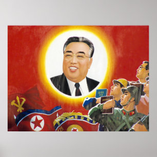 Poster da propaganda de Kim Il-sung do North