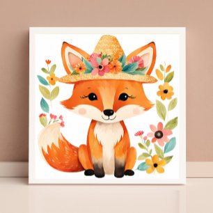 Poster da Raposa Bebê Floral: Fofo e Caprichoso