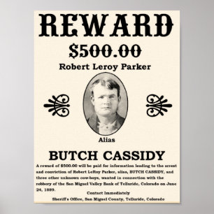 Poster da recompensa de Butch Cassidy
