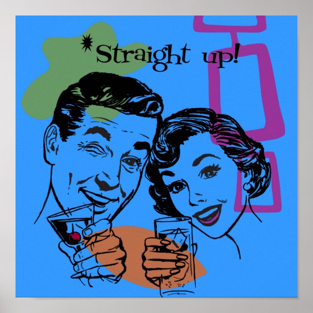 Poster da Retro da década de 1950 - Arte original  (Frente)