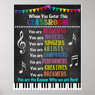 Poster da sala de aula do professor de música