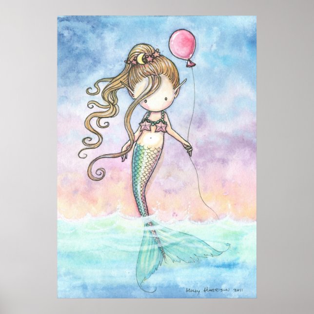 Poster da Sereiazinha Fofa Com Balão (Frente)