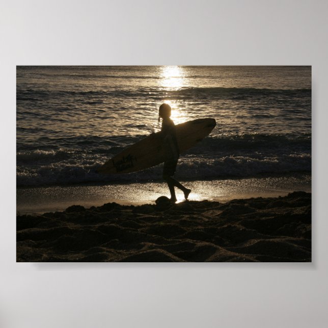 Poster da silhueta de surfe (Frente)