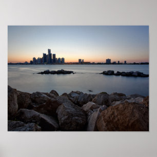Poster da skyline de Detroit, Michigan