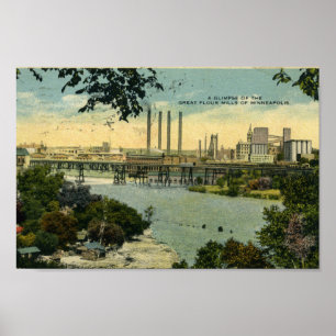Poster da skyline do rio de Minneapolis Minnesota