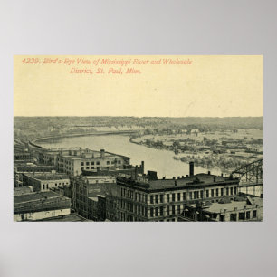 Poster da skyline do rio de Minneapolis Minnesota