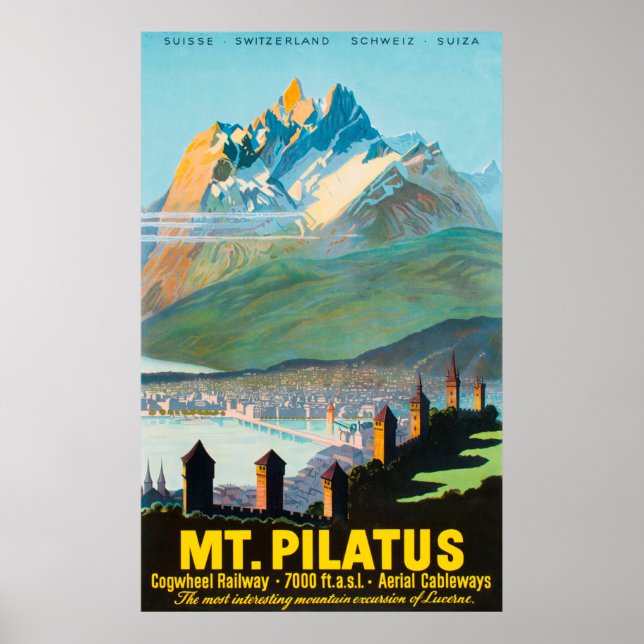 Poster da Suiça do Mt. Pilatus (Frente)
