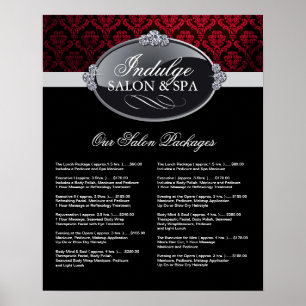 Poster da tabela de preços do salão de beleza