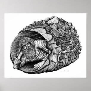 Poster Da tinta surreal da caneta de Diogenes desenho