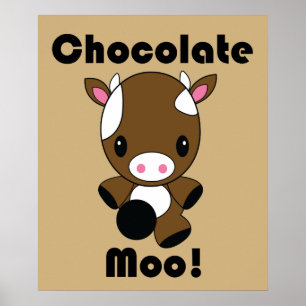 Poster da vaca do MOO Kawaii do chocolate