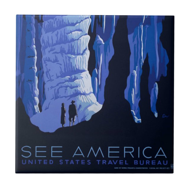 Poster da Viagens vintage da Caverna de Viagem (Frente)