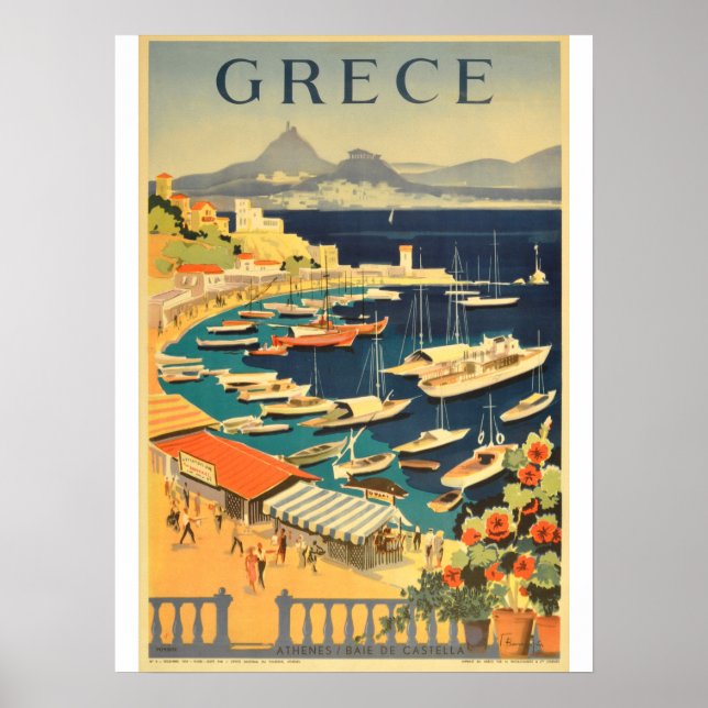 poster da viagens vintage da grécia. (Frente)