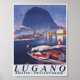 Poster da Viagens vintage traseira da Suiça de Lu