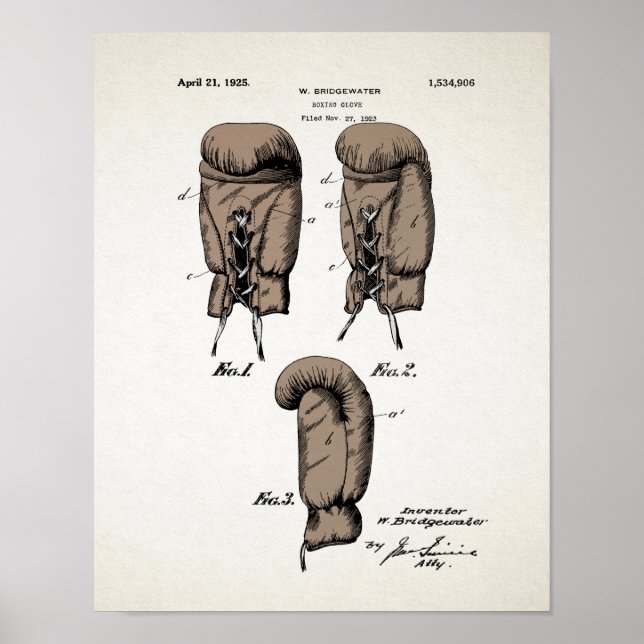 Poster da Vintage Boxing Glove Patent 1923 (Frente)