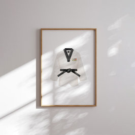Poster da Vintage da Aquarela Taekwondo dobok