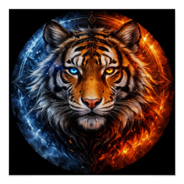 Pôster Daagwear – Duality Tiger | Fire & Ice Spirit (Frente)