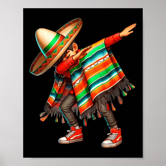 Poster Dab Dance Dabbing Poncho Cinco De Mayo Men Mexican (Frente)