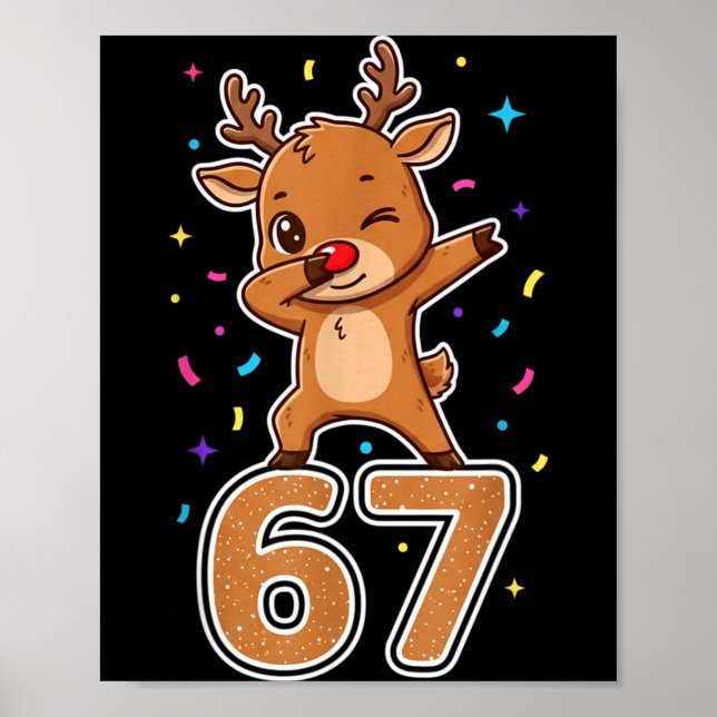 Poster Dabbing 67 Reindeer 67 Funny Six Seven Meme Gen Z  (Frente)