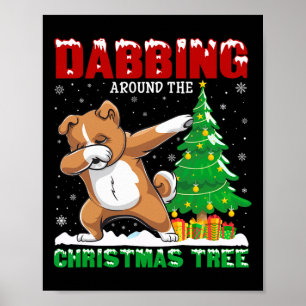 Poster Dabbing Ao Redor Da Árvore De Natal Zuchon Dog Xma