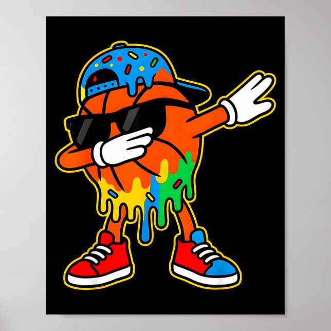 Poster Dabbing Basketball Ice Cream Drip Boys Basketball  (Frente)