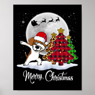 Poster Dabbing Beagle Dab Dog Santa Hat Árvore de Natal F