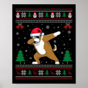 Poster Dabbing Bernard Dog Santa Hat Garotas Crianças Chr