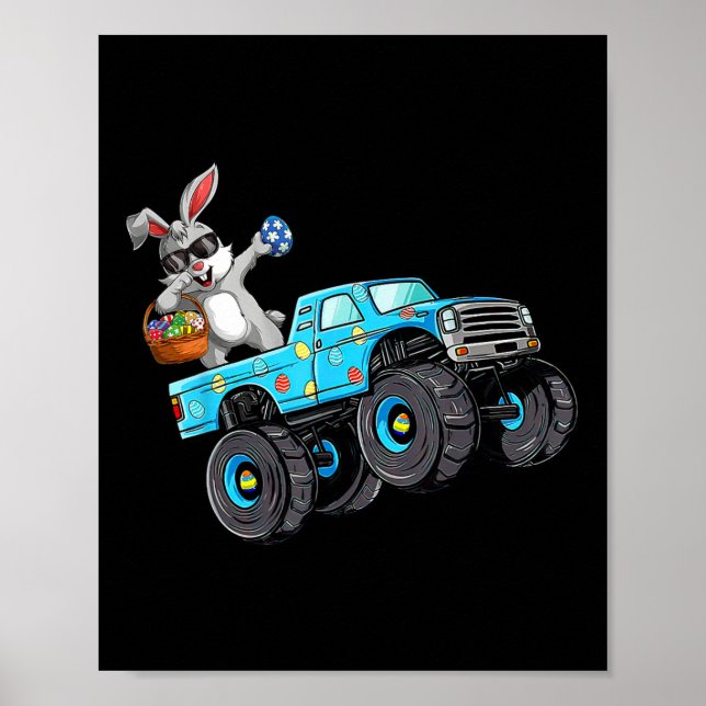 Poster Dabbing Bunny Felz pascoa Monster Truck Lovers Bo (Frente)