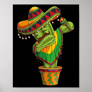 Poster Dabbing Cactus Cinco De Mayo Mexicano Poncho Boys