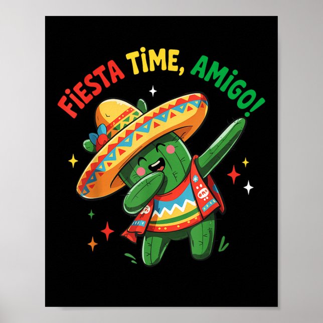 Poster Dabbing Cactus Funny Cinco De Mayo Boys Kids Men (Frente)