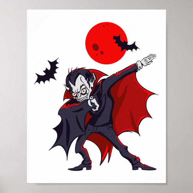 Poster Dabbing Dracula Vampiro Conde Halloween Dabula Gif (Frente)