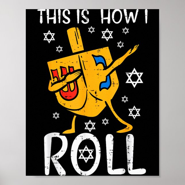 Poster Dabbing Dreidel Ugly Hanukkah Funny Chanukah Men W (Frente)