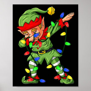 Poster Dabbing Elf Christmas Tree Lights Meninos Dab Xm