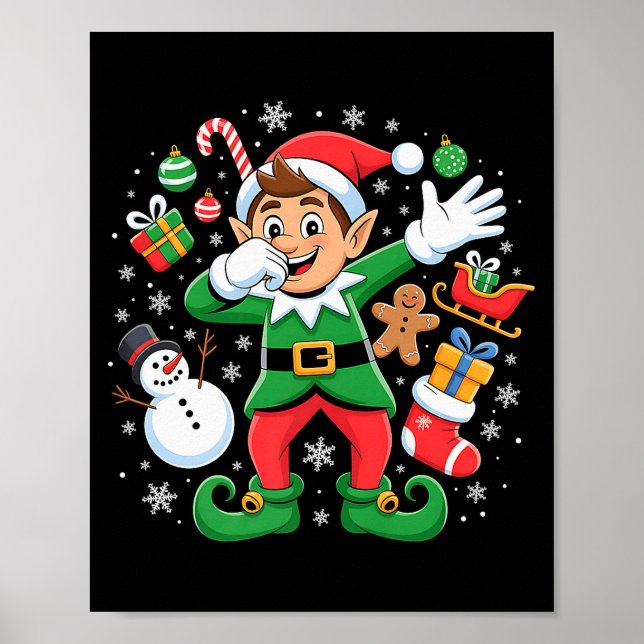 Poster Dabbing Elf Friends Xmas Boys Girls Dabbing Christ (Frente)