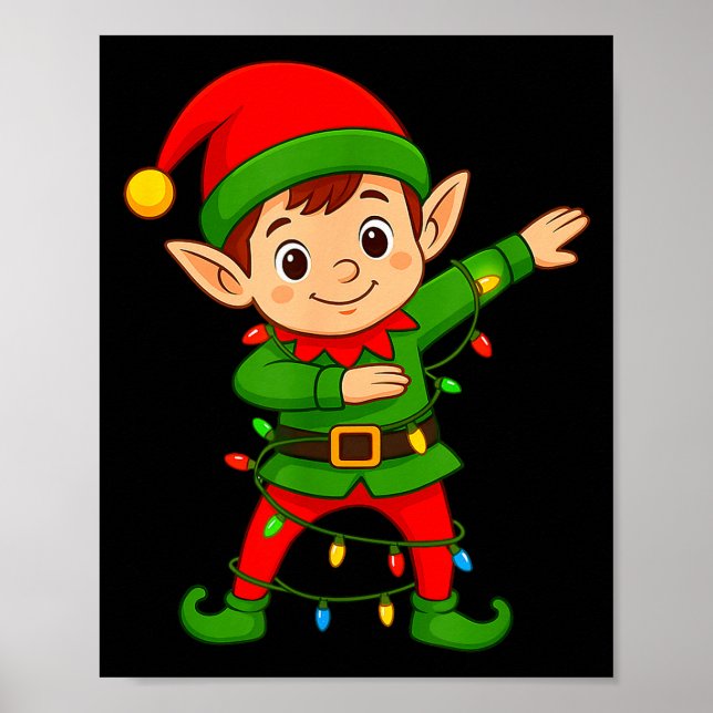 Poster Dabbing Elf Shirt Costume Christmas Squad Men Boy  (Frente)